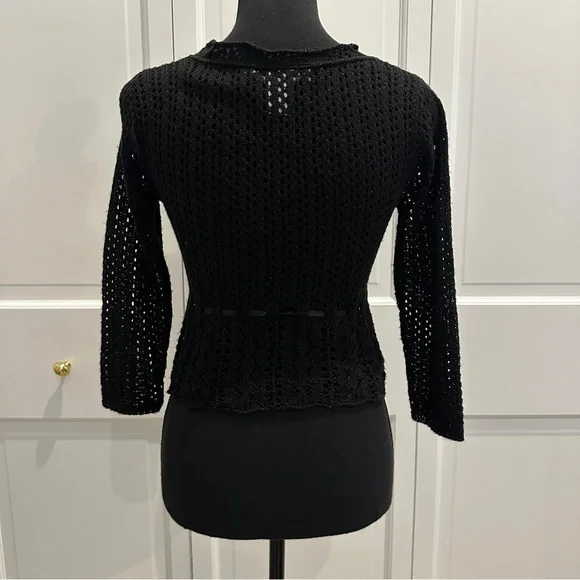 Black Knit Cropped Sparkly Sweater - Picture 4 of 6